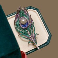 XSB240 - Peacock Feather Saree Brooch
